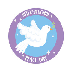 international peace day dove with olive branch