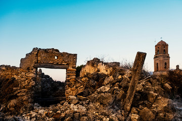 Ruins of Corbera de Ebro village in Spain after Spanish Civil War.