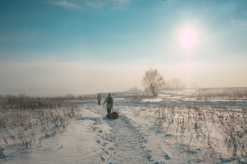 woman walking in winter