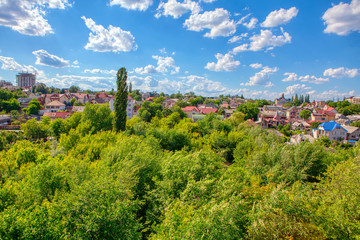 Fototapeta na wymiar city neighborhood in a park area , view from above 