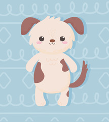 cute little dog animal standing cartoon blue background design