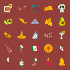 mexican free form style icon set vector design