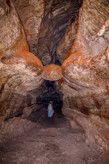 boulder suspended in lava tube