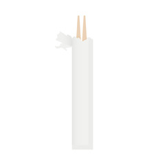 Chopsticks, Wooden Chopsticks in Paper Bag, Disposable Chopsticks Icon, Vector Illustration Background