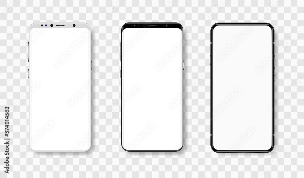 Aufkleber frontal view of smartphones in realistic style with blank display. high level of detail. vector mock