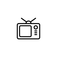 Obraz premium Analog TV Icon in black line style icon, style isolated on white background