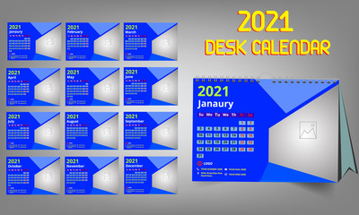 Desk Calendar 2021 Template Design 