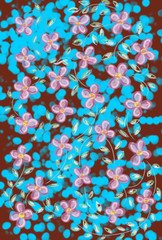 Hand draw flowers in a garden