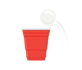 Beer Pong Tournament, Beer Pong Vector, Beer Cup, Red Cup, Ping Pong, Drinking Game Vector Illustration Background