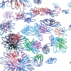 Fototapeta na wymiar Seamless pattern with peony flowers. freehand drawing, kids drawing. Abstract background.