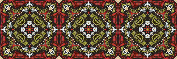 Bandana print. Women's shawl with floral pattern. Mediterranean wallpaper. Portuguese tile azulejo. Turkish ornament. Spanish porcelain. Ceramic dishes. 