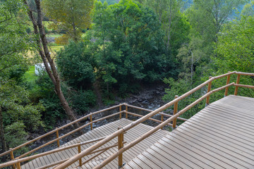 Bridge the Valira del Orient river in Cami Ral in summer in Andorra.