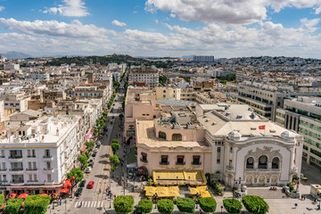 Bird eyes view of Tunis is the capital and the largest city of Tunisia. - obrazy, fototapety, plakaty