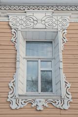 Shabby windows of old apartment buildings in St. Petersburg