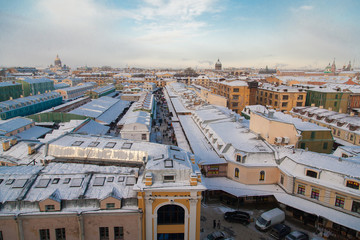 Rooftop cityscape of Saint Petersburg in winter time