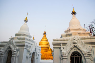 Fototapeta na wymiar Beautiful ancient golden Buddhist temples and pagodas Myanmar Burma