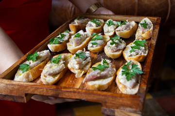 Bread and carpaccio snack board