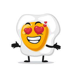 vector illustration of fried egg mascot or character with love eye