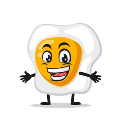 vector illustration of fried egg mascot or character open hand