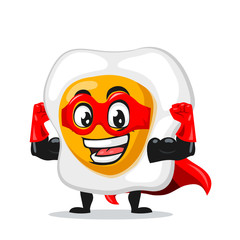 vector illustration of fried egg mascot or character wearing super hero costume