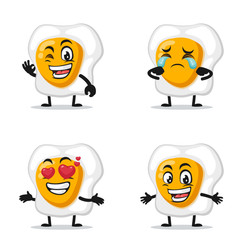 vector illustration of fried egg mascot or character collection set with expression theme