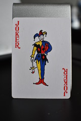 playing card joker on the background of scattered cards