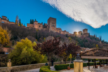 Low angle view of castles in Alhambra, Spain
