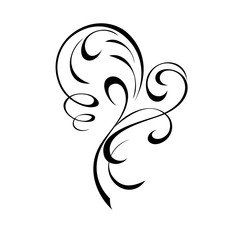 ornament 1282. decorative abstract ornament with curls in black lines on a white background