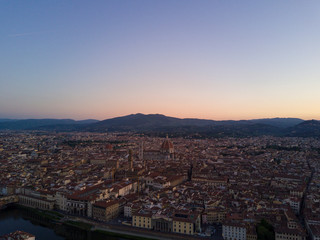 Fototapeta na wymiar Aerial view of Florence, Italy during sunrise
