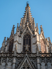 Fototapeta na wymiar Barcelona, Spain, August 23, 2015: view of Barcelona Cathedral