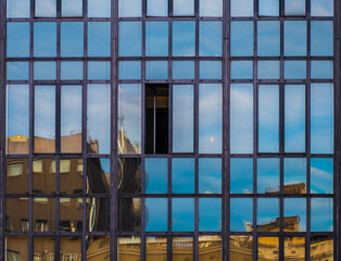 Only one open window in a office building