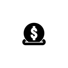 Putting money in piggy bank icon vector isolated on white
