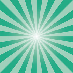 Green sunburst recto backdrop. Deep green rectangular background. Strips vector illustration. Jungle green sunbeam background design for various purposes.