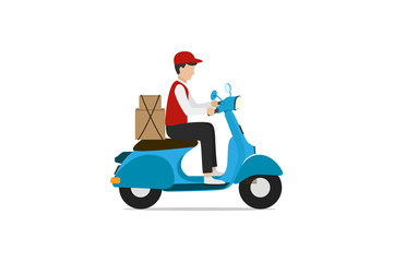 flat design fast delivery service by scooter