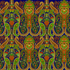 traditional Indian paisley pattern on  navy  background