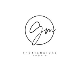 G M GM Initial letter handwriting and signature logo. A concept handwriting initial logo with template element.