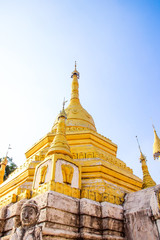 Beautiful golden Buddhist temples and pagodas Myanmar Burma