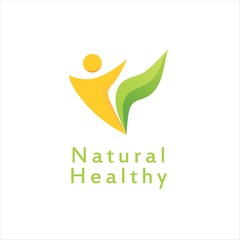 Stock Vector Logo of Natural Health People With Green Leaf