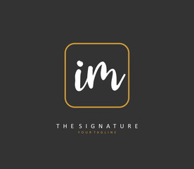 I M IM Initial letter handwriting and signature logo. A concept handwriting initial logo with template element.
