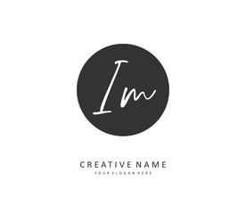 I M IM Initial letter handwriting and signature logo. A concept handwriting initial logo with template element.