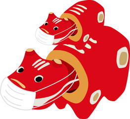 2021年　丑年　年賀状　テンプレート　素材　コロナウィルス　風邪予防