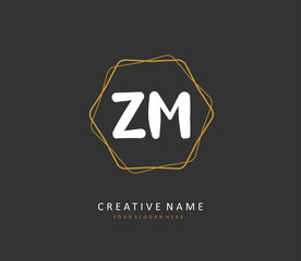 Z M ZM Initial letter handwriting and signature logo. A concept handwriting initial logo with template element.