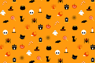 ハロウィンアイコンのパターン(オレンジ)