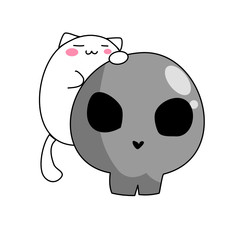 Cat with skull