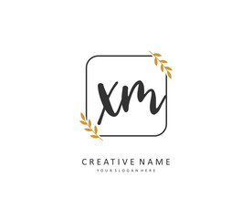 X M XM Initial letter handwriting and signature logo. A concept handwriting initial logo with template element.