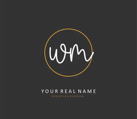 Obraz premium W M WM Initial letter handwriting and signature logo. A concept handwriting initial logo with template element.