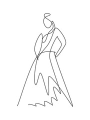 One continuous line drawing beauty woman feminine face abstract portrait print. Modern minimalism female silhouette art style concept. Dynamic single line draw graphic design vector illustration