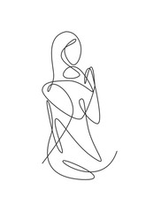 One single line drawing of minimalist beauty abstract body woman face portrait vector illustration. Print for fashion, t-shirt, logo, salon logo concept. Modern continuous line draw graphic design