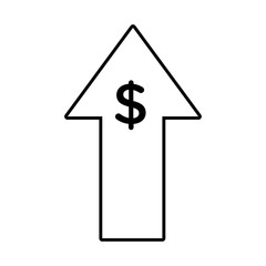 arrow up with dollar money symbol line style icon