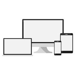 デスクトップとノートパソコンとタブレットとスマートフォンのイラスト